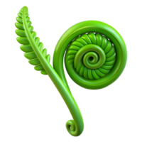 romantic breathtaking Green fern frond unfurling NO BACKGROUND with Transparent Background. premium png