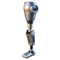 unparalleled rustic Cybernetic prosthetic leg, chrome finish, hydraulics, articulated joints. NO BACKGROUND with Transparent Background. expertly shot png