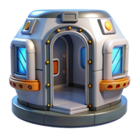 quintessential traditional Spaceship airlock, airtight doors, warning lights. NO BACKGROUND with Transparent Background. precision png