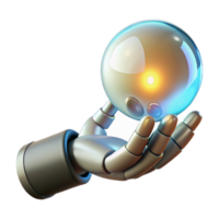 nostalgic wonderful Robotic hand holding a glowing orb NO BACKGROUND with Transparent Background. fine detail png
