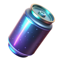 immaculate rare Futuristic energy drink can with glowing liquid NO BACKGROUND with Transparent Background. png