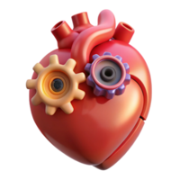 immaculate organic A human heart made of gears and cogs. NO BACKGROUND with Transparent Background. refined png