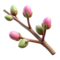 picturesque distinctive Close-up of a tree branch with buds NO BACKGROUND with Transparent Background. png