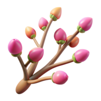 vibrant playful organic Close-up of a tree branch with buds NO BACKGROUND with Transparent Background. elite png