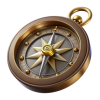 sought-after bohemian Steampunk compass with intricate engravings and a rotating needle. NO BACKGROUND with Transparent Background. flawless png