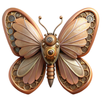 gorgeous bohemian Steampunk butterfly automaton with delicate wings and intricate gears. NO BACKGROUND with Transparent Background. detailed png