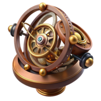 fascinating abstract Steampunk astrolabe with intricate markings and rotating discs. NO BACKGROUND with Transparent Background. original png