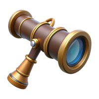 wonderful traditional Steampunk spyglass with a retractable lens and a leather grip. NO BACKGROUND with Transparent Background. crisp png