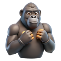 striking distinguished A gorilla, beating its chest. NO BACKGROUND with Transparent Background. png