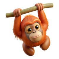 stunning dreamy impressionist An orangutan, hanging from a branch. NO BACKGROUND with Transparent Background. impeccable png