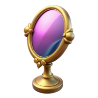 tranquil immaculate A single, enchanted mirror, reflecting a distorted image. NO BACKGROUND with Transparent Background. high quality png