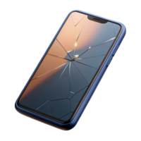 nostalgic beautiful Smartphone with cracked screen NO BACKGROUND with Transparent Background. premium png