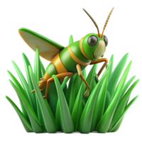 peaceful impressive A grasshopper perched on a blade of grass, NO BACKGROUND with Transparent Background. grass removed for transparent background expertly shot png
