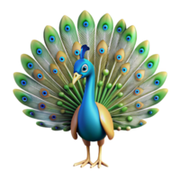 pristine iconic A peacock with feathers fanned out, NO BACKGROUND with Transparent Background. png