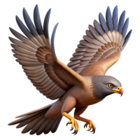 peaceful striking A hawk in flight, NO BACKGROUND with Transparent Background. refined png