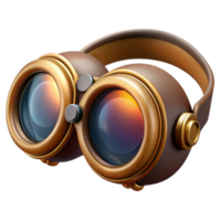 spectacular tropical Steampunk aviator goggles with tinted lenses and brass framing. NO BACKGROUND with Transparent Background. exclusive png