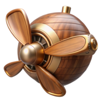 mesmerizing tranquil nordic Steampunk airship propeller made of polished wood and copper. NO BACKGROUND with Transparent Background. high quality png
