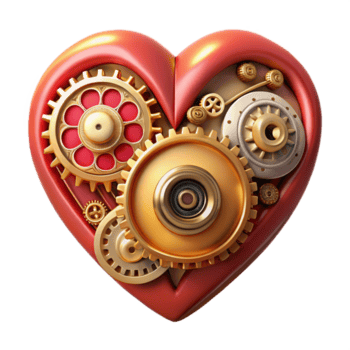 strålnings tropisk steampunk urverk hjärta med invecklad kugghjul och rubin accenter. Nej bakgrund med transparent bakgrund. skarp png