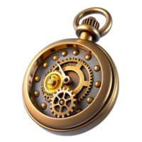 fascinating artistic Steampunk pocket watch with exposed gears and Roman numerals. NO BACKGROUND with Transparent Background. flawless png