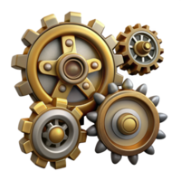 intense radiant Steampunk gear set with various sizes and intricate tooth patterns. NO BACKGROUND with Transparent Background. exclusive png