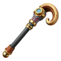 mysterious splendid Steampunk cane with a hidden blade and ornate brass handle. NO BACKGROUND with Transparent Background. original png