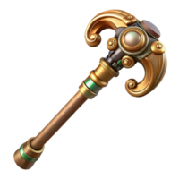 spectacular acclaimed Steampunk cane with a hidden blade and ornate brass handle. NO BACKGROUND with Transparent Background. png