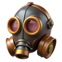 imaculado calma renascimento steampunk gás mascarar com uma latão filtro e colorido lentes. não fundo com transparente fundo. genuíno png
