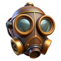 magnificent nostalgic mid-century Steampunk gas mask with a brass filter and tinted lenses. NO BACKGROUND with Transparent Background. professional png