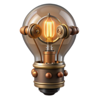 wonderful peaceful geometric Steampunk lightbulb with exposed filaments and intricate wiring. NO BACKGROUND with Transparent Background. elite png