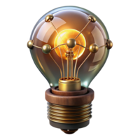 vibrant memorable Steampunk lightbulb with exposed filaments and intricate wiring. NO BACKGROUND with Transparent Background. png