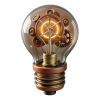 rare geometric Steampunk lightbulb with exposed filaments and intricate wiring. NO BACKGROUND with Transparent Background. sharp png
