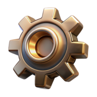 spectacular modern Steampunk gear icon with intricate tooth patterns and a metallic sheen. NO BACKGROUND with Transparent Background. high quality png