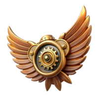 peaceful impressive Steampunk wing icon with intricate clockwork mechanisms and feathered details. NO BACKGROUND with Transparent Background. luxury png