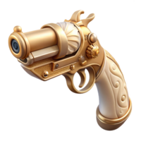 mesmerizing coveted Steampunk pistol icon with an ivory grip and ornate engravings. NO BACKGROUND with Transparent Background. png