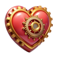 majestic tranquil coastal Steampunk heart icon with intricate gears and ruby accents. NO BACKGROUND with Transparent Background. gallery standard png