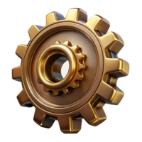 pristine melancholic urban Steampunk cogwheel with intricate tooth patterns and a brass finish. NO BACKGROUND with Transparent Background. 4K png