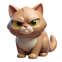 impressive melancholic organic A grumpy Persian cat with flattened ears. NO BACKGROUND with Transparent Background. 8K png