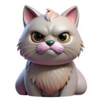 pristine bohemian A grumpy Persian cat with flattened ears. NO BACKGROUND with Transparent Background. precision png