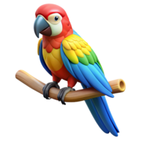 magnificent exceptional A colorful macaw parrot perched on a branch branch cropped out. NO BACKGROUND with Transparent Background. png