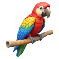 spectacular energetic gothic A colorful macaw parrot perched on a branch branch cropped out. NO BACKGROUND with Transparent Background. authentic png
