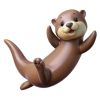 inspired geometric A playful sea otter floating on its back. NO BACKGROUND with Transparent Background. museum quality png