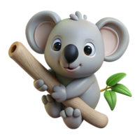 splendid intense coastal A koala clinging to a tree branch branch cropped out. NO BACKGROUND with Transparent Background. expertly shot png