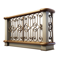 striking bold vintage Balcony railing, wrought iron decorative design NO BACKGROUND with Transparent Background. artisan png