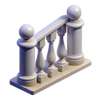 picturesque rustic Balustrade, railing with supporting balusters NO BACKGROUND with Transparent Background. 8K png