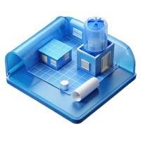 stunning reflective modern Blueprint, architectural drawing NO BACKGROUND with Transparent Background. handcrafted png