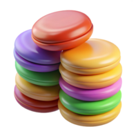 vibrant energetic creative A stack of colorful macarons, NO BACKGROUND with Transparent Background. exclusive png