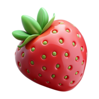intense fascinating A single ripe strawberry with green leaves, NO BACKGROUND with Transparent Background. top-tier png