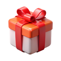 peaceful beautiful A gift box, wrapped with a red ribbon, NO BACKGROUND with Transparent Background. professional png