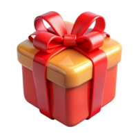 unforgettable minimalist A gift box, wrapped with a red ribbon, NO BACKGROUND with Transparent Background. studio quality png