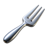memorable avant-garde A fork, polished and silver, NO BACKGROUND with Transparent Background. expertly shot png